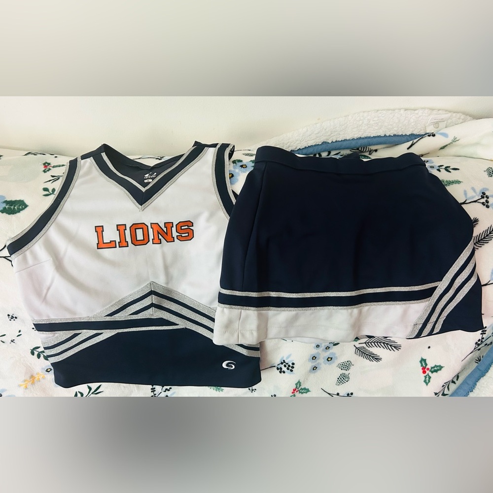Cheerleading Uniforms - Navy Blue, White, & Orange {Lions & Mountain Lions}